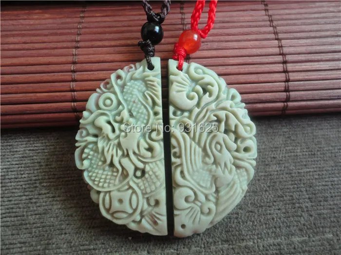Natural Purple Yu Pairs Dragon Phoenix Amulet Pendants Chinese ZiPao Carved Pendant Fine Jewelry + free rope | Украшения и