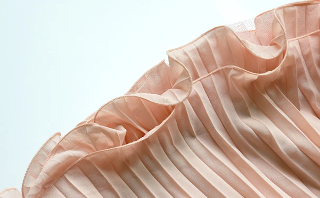 Летнее платье женское Emboridery Кружева Плиссе Короткие Шифон платья Sexy Party Платья Элегантный Повседневная Абрикос коктейльное платье