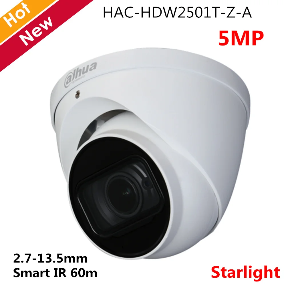 Dahua 5mp Starlight камера HDCVI камера видеонаблюдения IR камера 2,7-13,5 мм Моторизованный объектив Smart IR 60 м встроенный микрофон аудио в интерфейсе