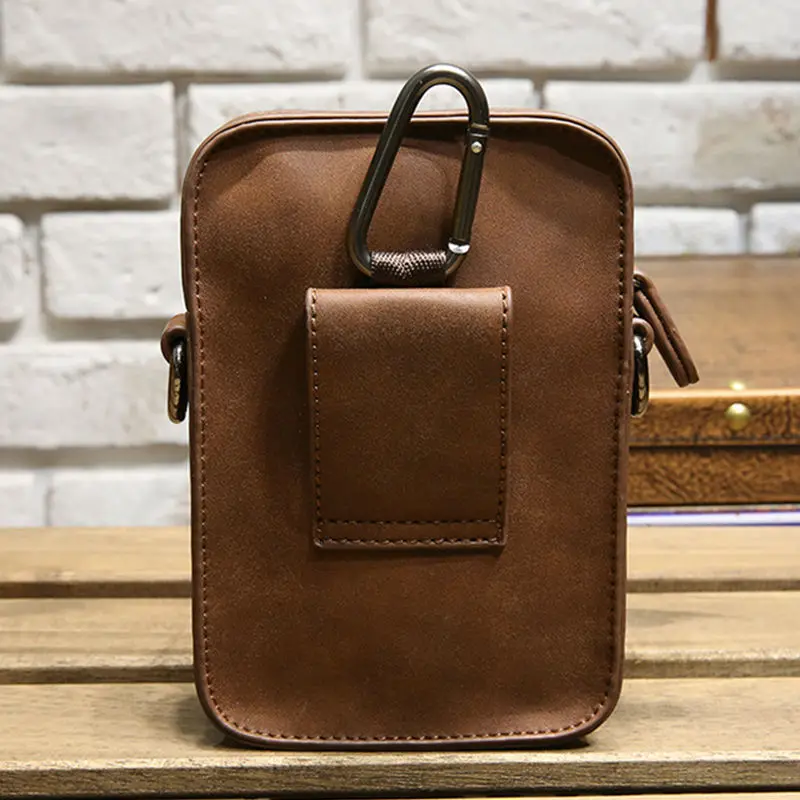 Коричневая полиуретановая сумка на пояс для официанта кошелек парикмахера