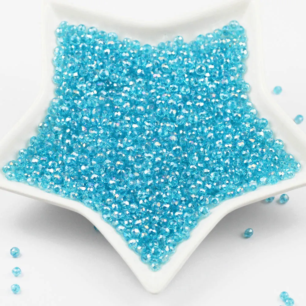 Голубое озеро AB Цвета 4х3 мм бусинки Rondelle граненый Стекло чешский хрустальный бисер для изготовления ювелирных изделий браслет ювелирных изделий, бусины с большим отверстием бусинки «сделай сам» оптом