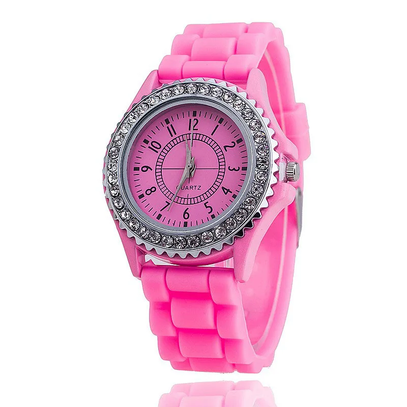 Pink JOYROX Zegarek Damski желе резиновые женские часы Женевы часы для студентов девочек Relogio Feminino Dameshorloge часы - Цвет: Pink