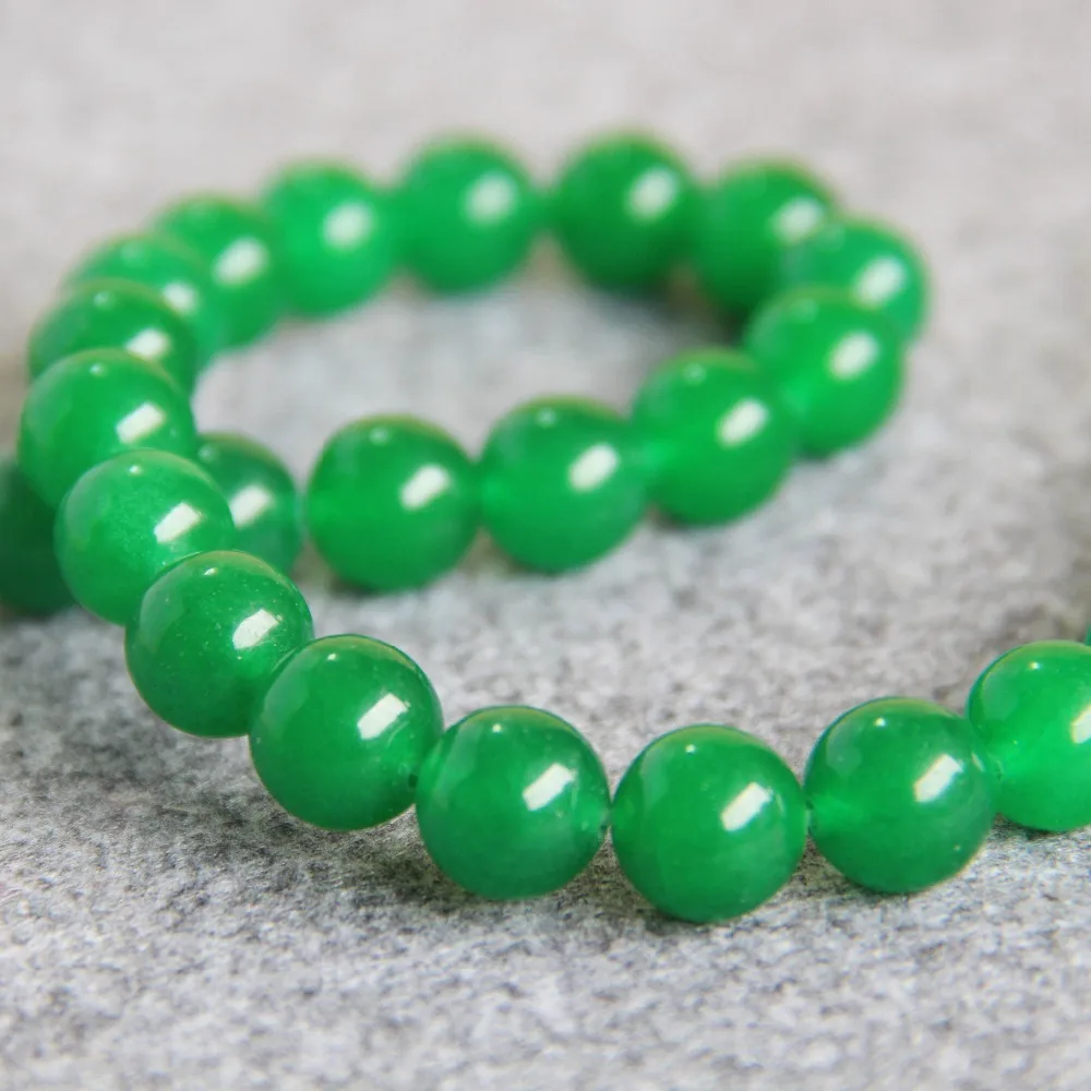 Зеленый Халцедон для ожерелья браслета 12 мм круглые полуготовые камни шарики