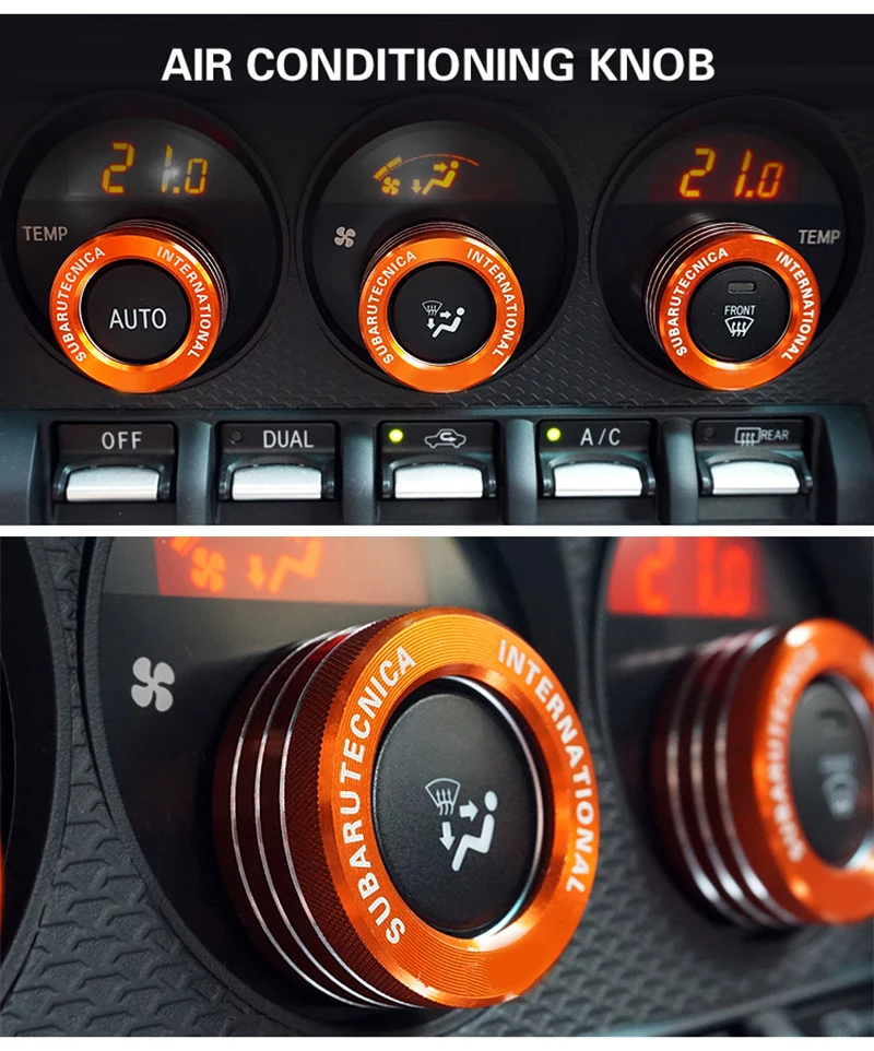 SRXTZM автомобильный Кондиционер переключатель ручки с кольцами для Subaru BRZ Toyota 86 AC крышки ручек интерьер STI TRD украшения