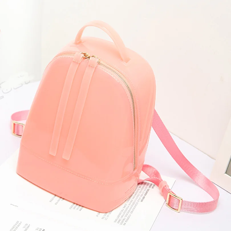 Pink Летние женские пляжные силиконовые Рюкзаки милые яркие цвета на молнии дорожные сумки mochila escola рюкзаки ручная сумка через плечо - Цвет: Pink