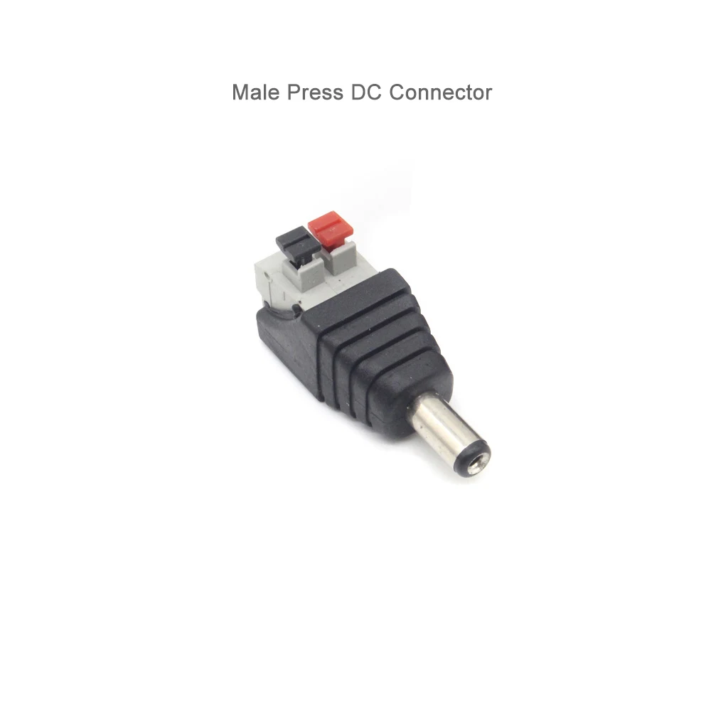 Male Pre Connector Famale Мужской DC разъем питания адаптер Разъем 5,5 мм x 2,1 мм 5050 2835 5060 одноцветная Светодиодная лента пресс-разъем для камер видеонаблюдения - Цвет: Male Pre Connector