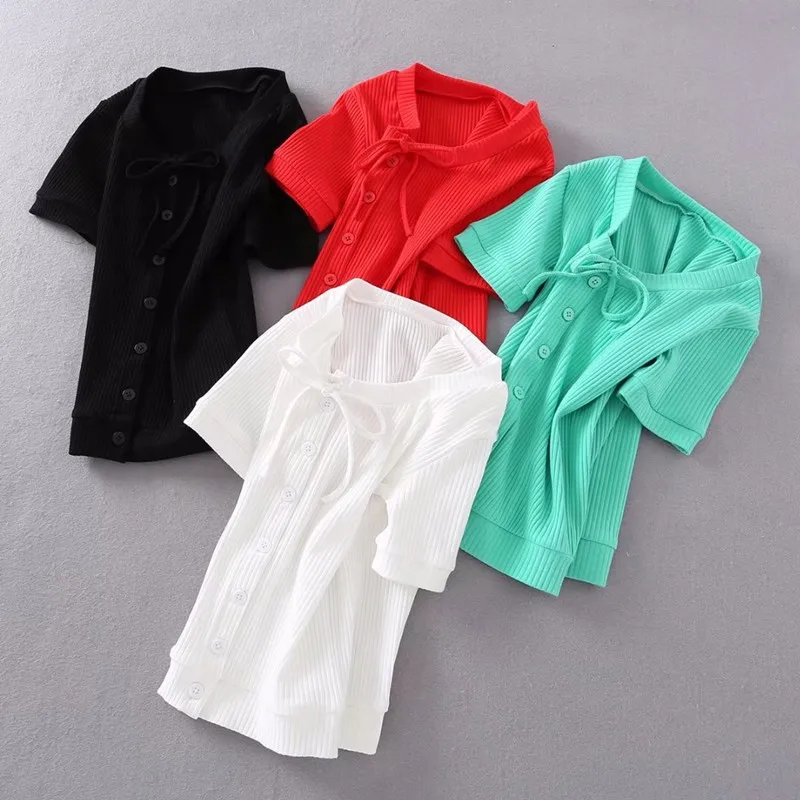 2018 Женская одежда с коротким рукавом и круглым вырезом Однотонная футболка