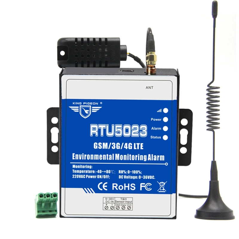 

GSM 2G Temperature Humidity Alarm Power Loss SMS Alert Remote Monitoring DC Power Timer Report APP Control RTU5023
