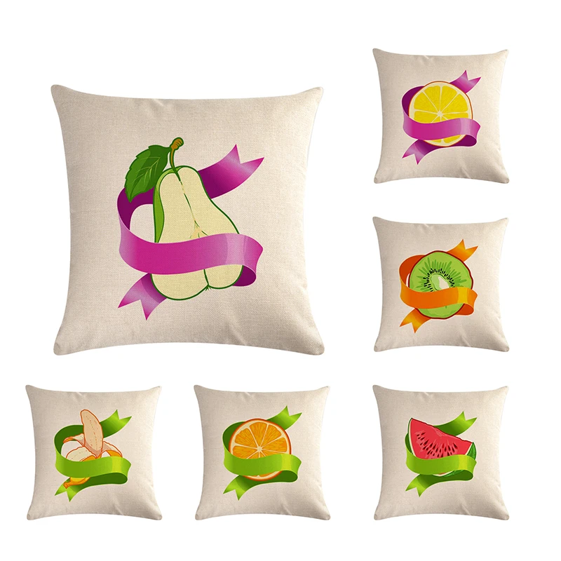 

Наволочки для лента с фруктами, наволочки яблоки, персики, оранжевые киви, домашний декор, льняные наволочки, декоративные наволочки ZY597