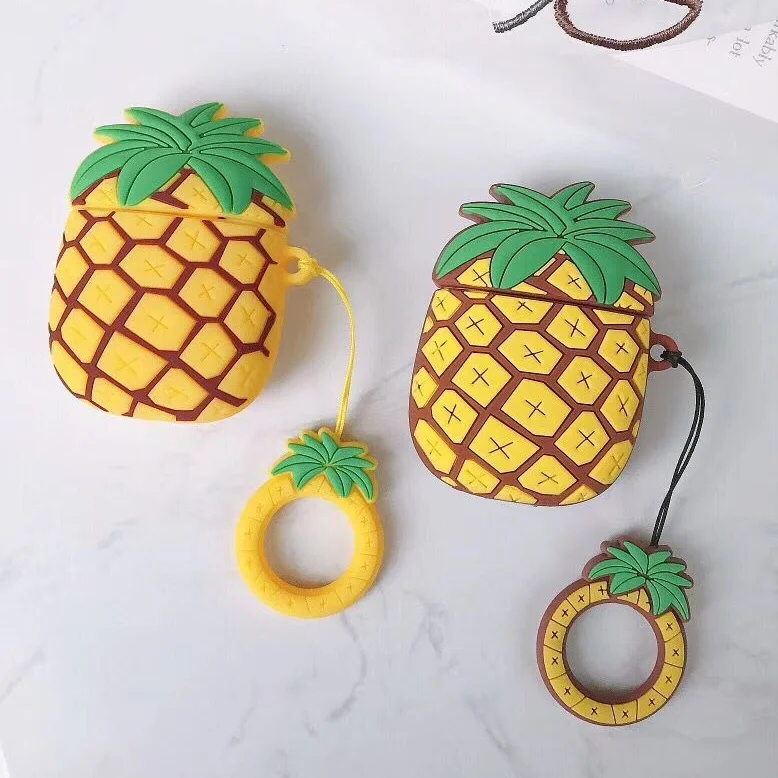 Прекрасный pine apple для airpods 3D защитный чехол для apple Беспроводная bluetooth-гарнитура защитная оболочка силиконовый мягкий чехол