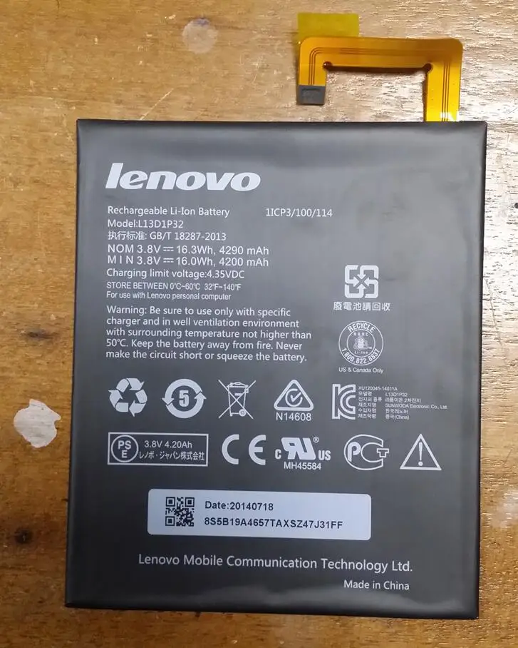 Новый оригинальный планшет Аккумулятор для LENOVO Ideapad A8 50 A5500 Tab (A5500) S8 L13D1P32 3.8V