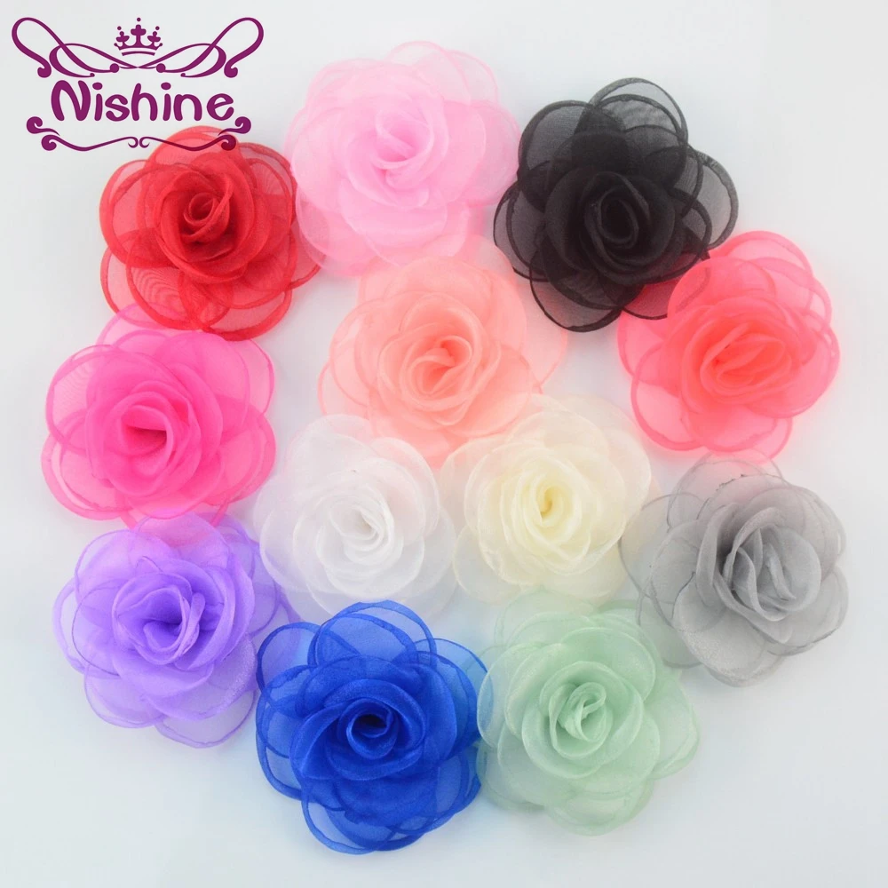 Nishine 120 шт./лот 12 видов цветов 3 6 &quotИскусственный сгоревший шелк Марля ткань розы