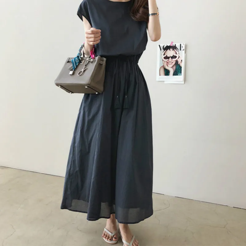 Летнее Длинное Элегантное платье с коротким рукавом женское повседневное