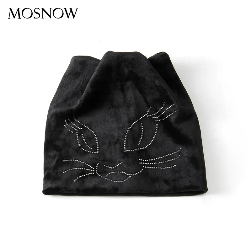 Женская Элегантная двухслойная шапка плотные вязаные женские шапки с котом