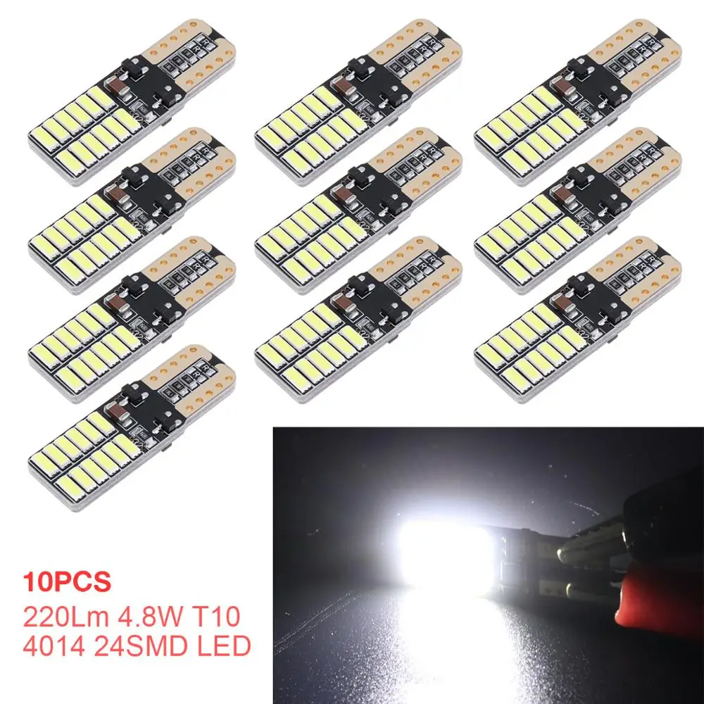 

10Pcs Car Lights 220Lm 4.8W T10 4014 24SMD LEDs Auto Side Turn Signal Light Car Bulbs Reading Tail Lamp car accessories for Cars