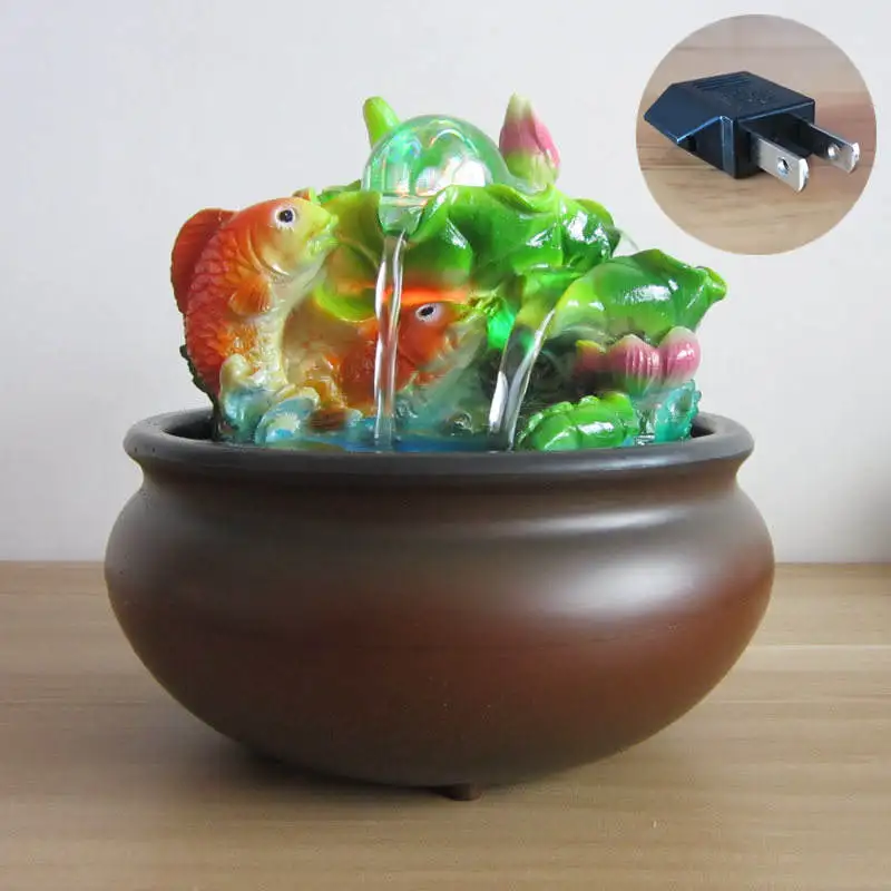 Rockery фонтан настольный китайский фэн-шуй украшения RGB лампа Крытый увлажнитель воздуха год Рождество украшение дома - Цвет: 32008 US plug