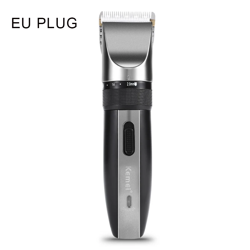 EU Plug Kemei профессиональная перезаряжаемая стрижка титановое керамическое лезвие машинка для стрижки мужчин триммер для волос машинка для стрижки электробритва триммер для бороды - Цвет: EU Plug