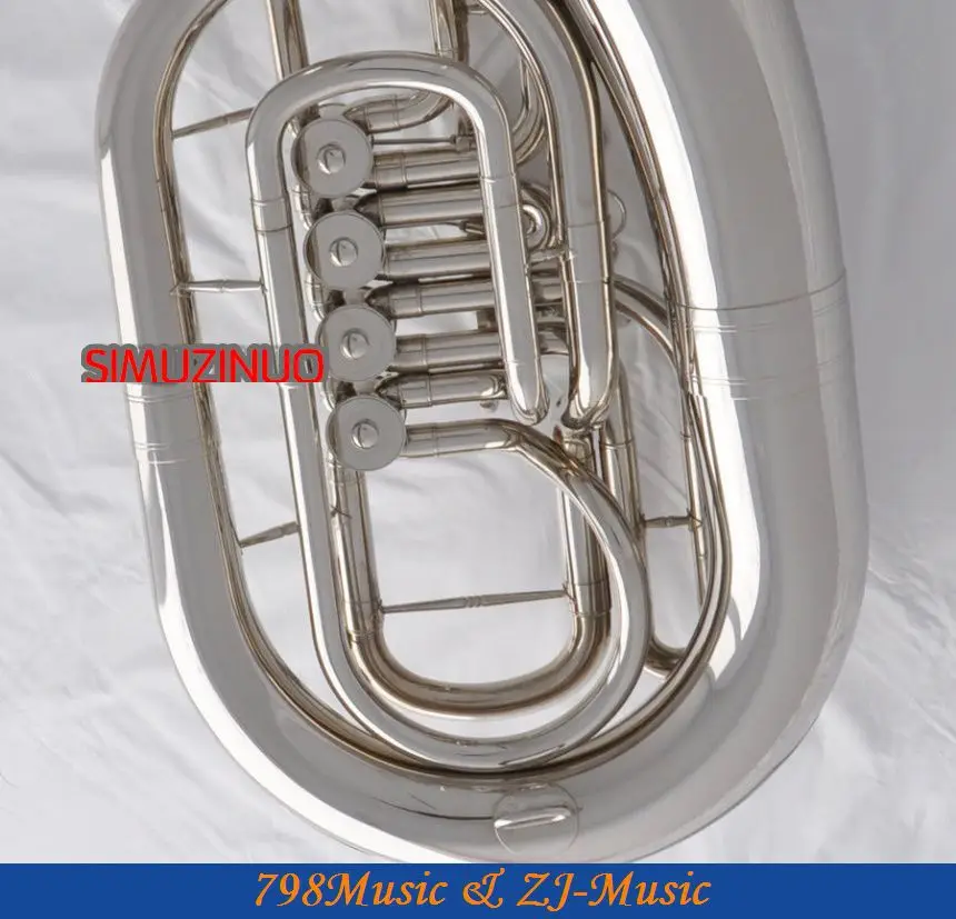 Профессиональный новый серебристый никель Bb Euphonium 4 поворотные клапаны с роговым