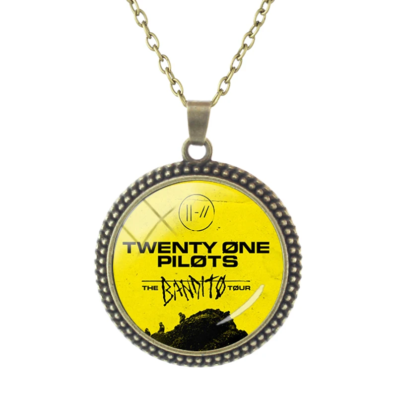 JWEIJIAO Новинка Ретро Twenty One Pilots логотип музыкальной группы ожерелье Время драгоценные камни подвесные ожерелья Модные Рок Хип-хоп ювелирные изделия TO26 - Окраска металла: TO25-25