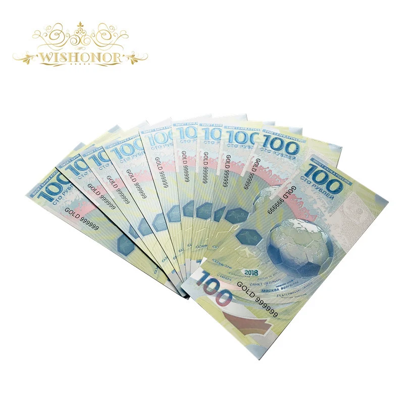 Банкноты для российских кубков мира 10 шт./лот цвет серебряный 100 рублей 24 к