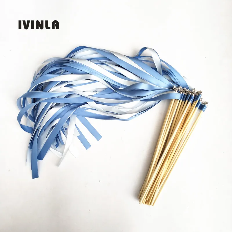 Новое поступление 50 шт./лот светло голубая Свадебная лента палочки с золотым