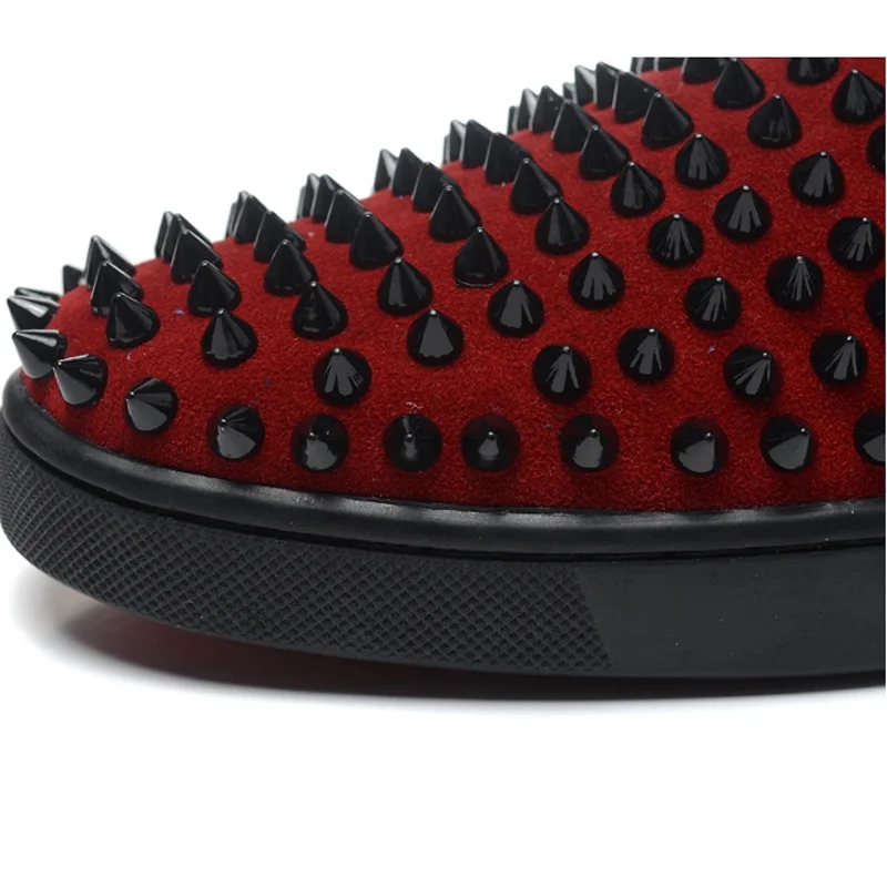 designer spikes men shoes Rivets Luxury Brand leather Mens Loafers Red bottom sneakers Slip on High Quality trainers | Обувь