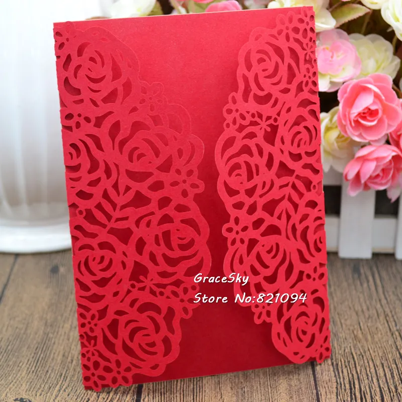 Свадебные пригласительные открытки лазерной резки в европейском стиле 50 шт.