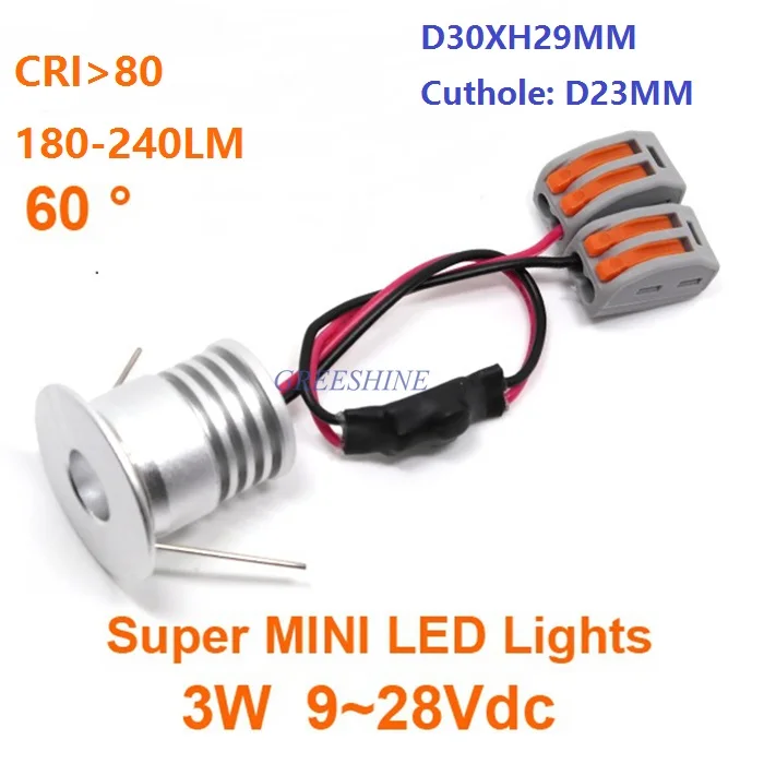 D30XH29MM AC85 265V DC9 28V DC3V 3W светодиодный светильник мини встраиваемый шкаф точечный