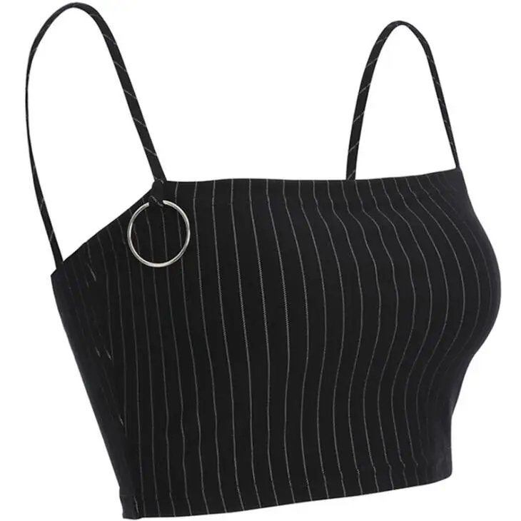 black top Apperloth, комплект из топа и мини-юбки, весна-лето, комплект одежды в полоску на бретельках, тонкий сексуальный комплект из двух предметов для девочек - Цвет: black top