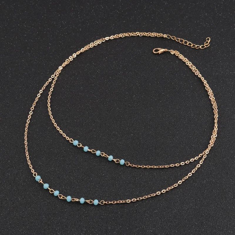 Женское Двухслойное ожерелье Seblasy золотого цвета с бусинами аксессуары для