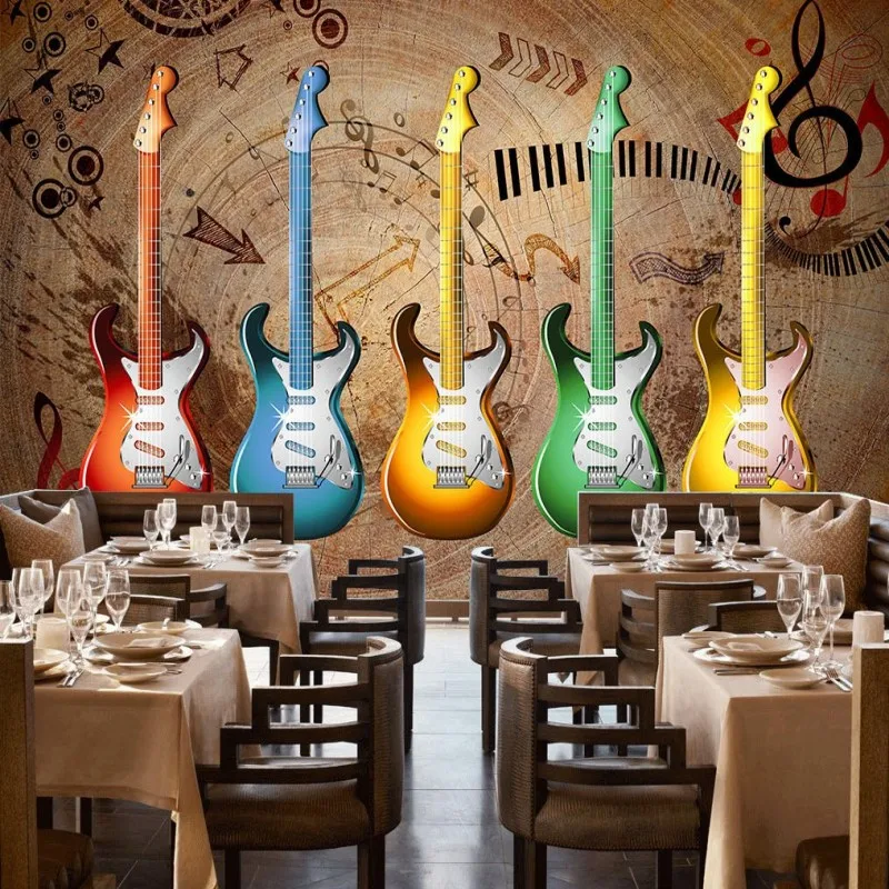 Пользовательские 3d обои ностальгические ретро граффити музыкальный инструмент