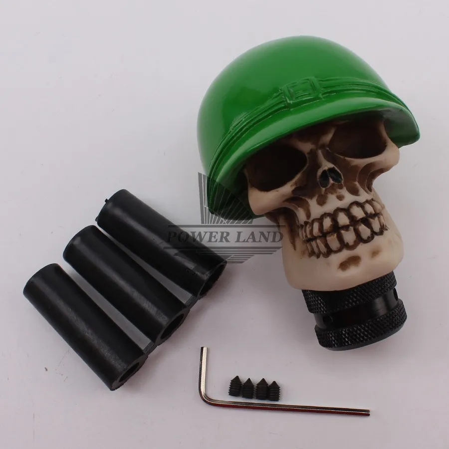 

Truck Car Gear Knob Handles Gear Shift Knob Manual Shifter Shift Lever Knob Handbrake Covers Green Hat Skull Head Style 1set