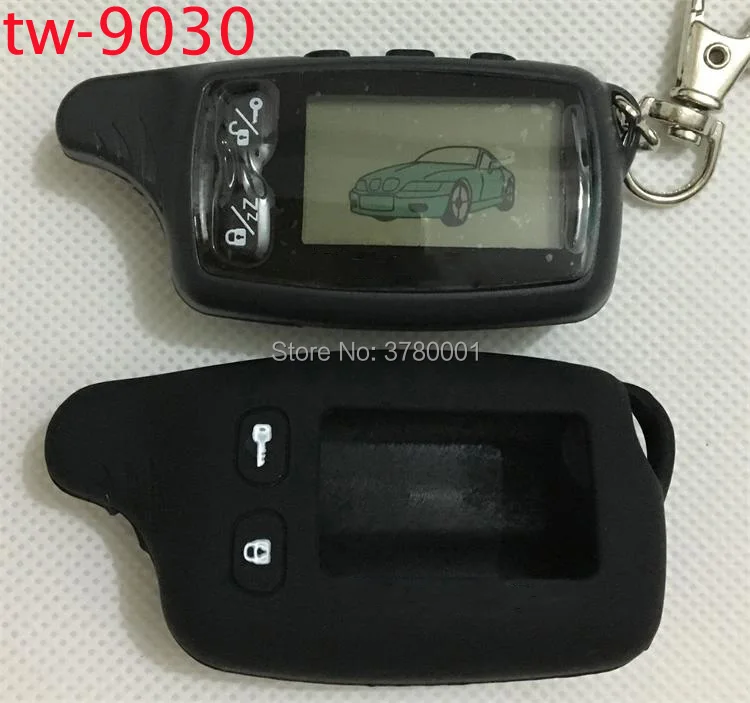 TW9030 ЖК-дисплей удаленного Управление брелок для ключей+ силиконовый чехол для российских TW 9030 двухстороннее автомобиль сигнализация Томагавк TW-9030 брелок