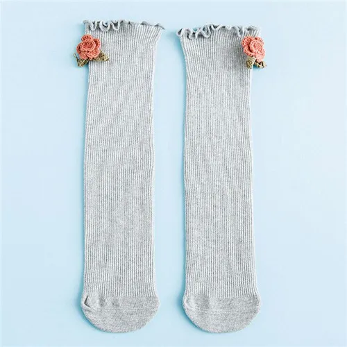 gray flower Lawadka/Новинка года; хлопковые носки для маленьких девочек детские гольфы в стиле принцессы; Одежда для маленьких девочек; аксессуары - Цвет: gray flower
