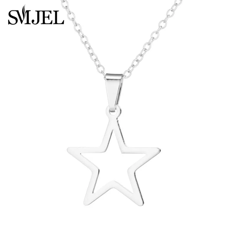 

SMJEL Hollow Star Necklaces Pendants Woman Sports Style Simple Pentagram Jewelry Girl Pop Party Gift Collares Colar