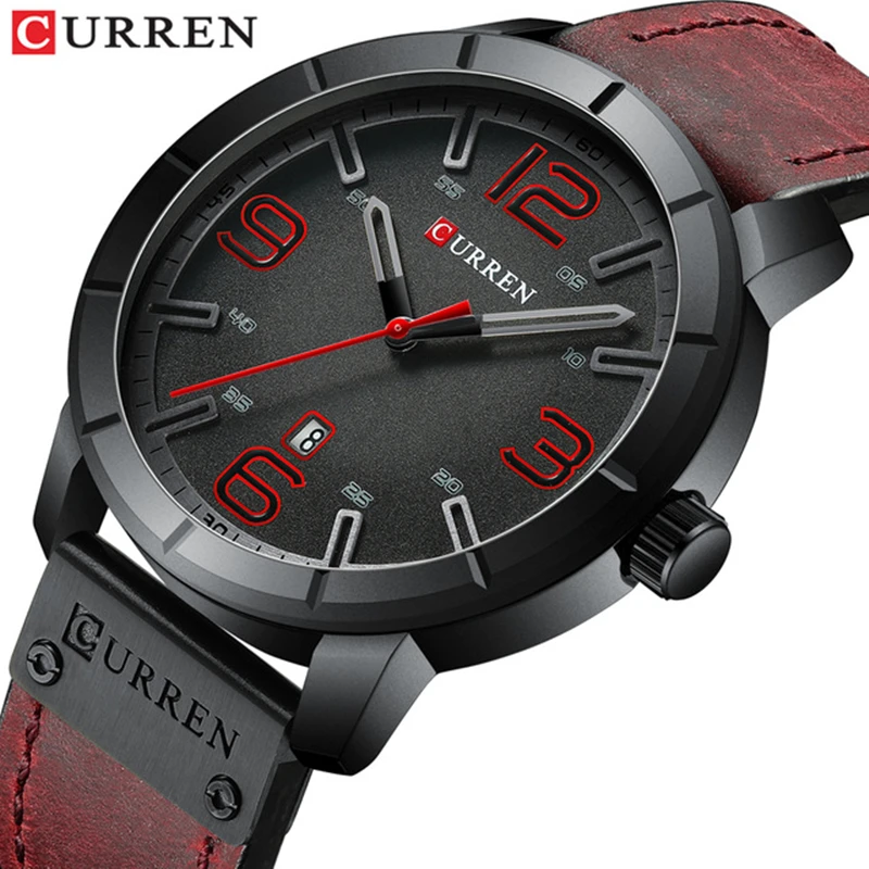 

Men Watch CURREN Men's Quartz Wristwatches Vintage Leather Strap Male Clock Top Brand Luxury Reloj Hombres with Calendar 8327