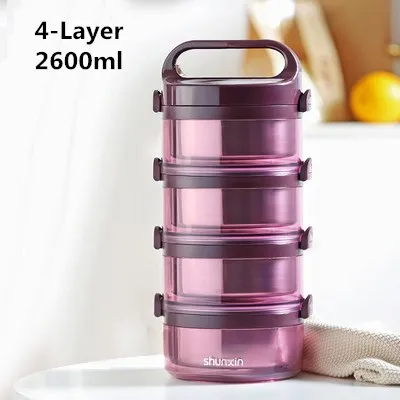 Purple 4-Layer 2/3/4 Слои Японский творческий Термальность изоляции Коробки для обедов Нержавеющая сталь бенто ланч бокс Кухня Еда контейнер для хранения дети Ланч-бокс - Цвет: Purple 4-Layer