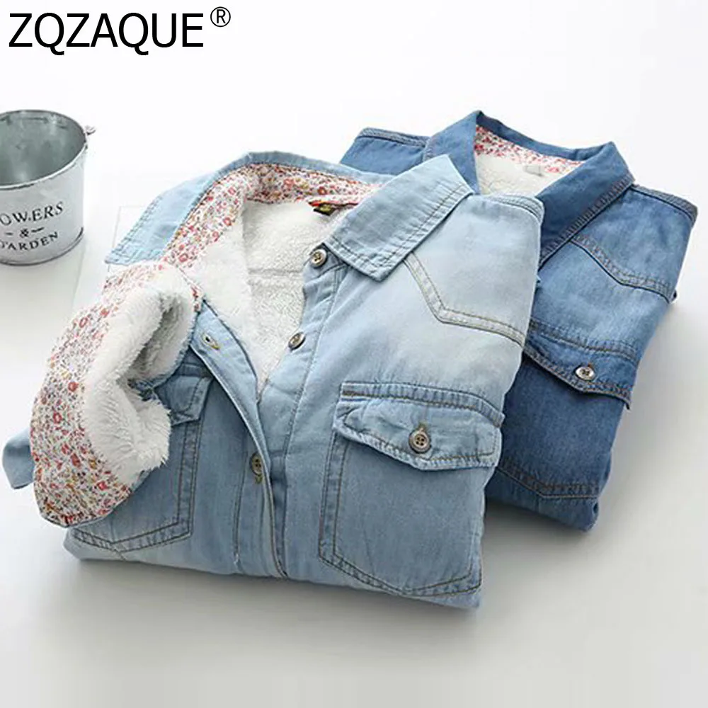 Новинка 2019 популярная женская джинсовая рубашка с флисовой подкладкой новая