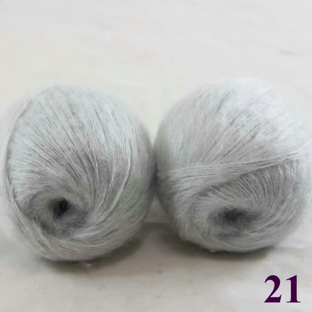 Silver 21 Партия из 2 шариков х 50 г кружево МОХЕР Кашемир Шелк Ручная Пряжа Вязание 290-B - Цвет: Silver 21