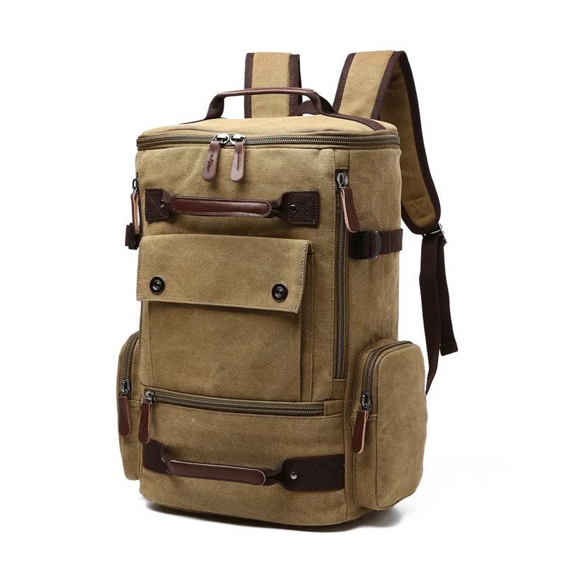 Large Capacity Men Canvas Backpack Mochila Laptop Computer Bag Casual Men Travel Luggage Backpack Mountaineering Versatile Bag