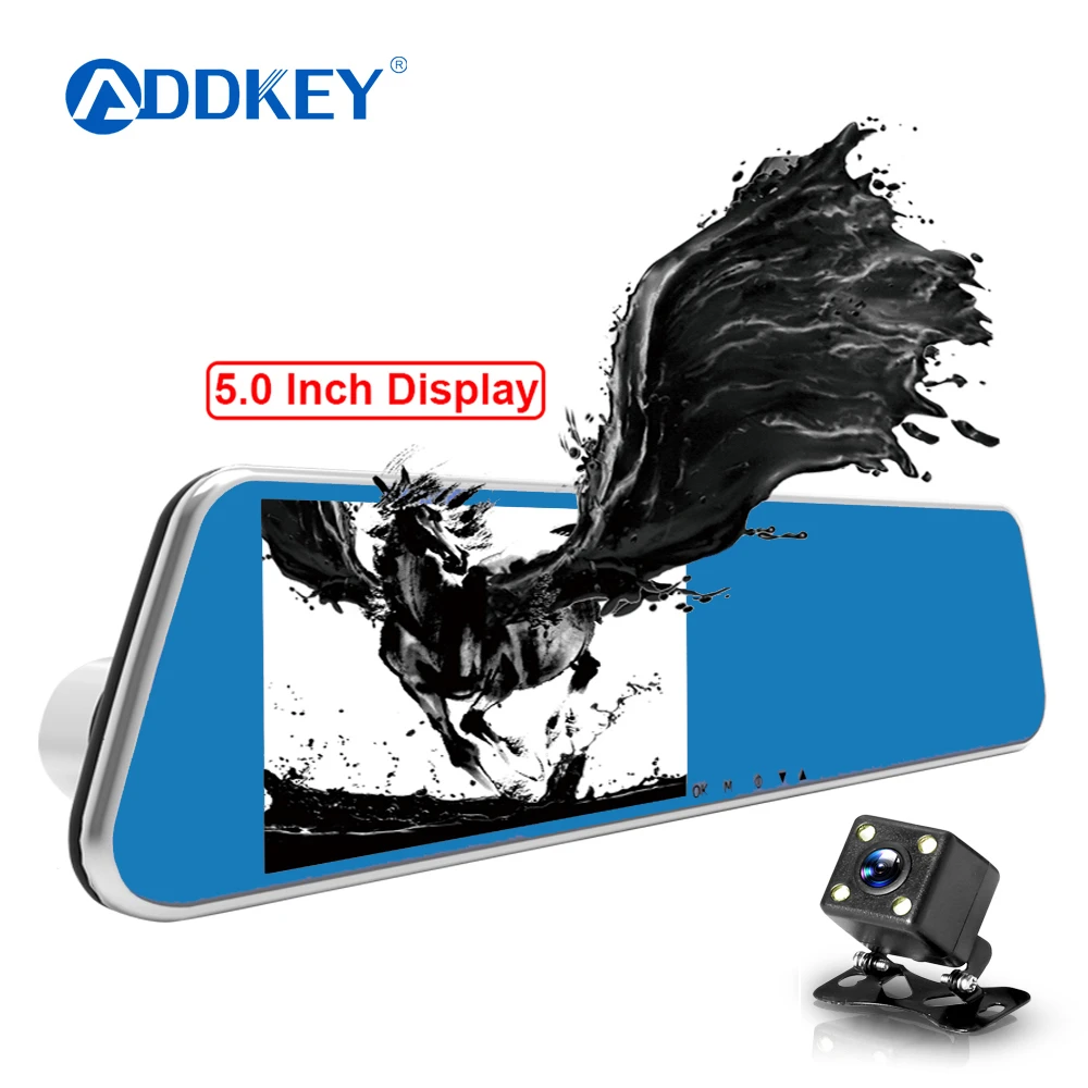 ADDKEY Автомобильный Dvr 5 дюймов сенсорный экран Камера заднего вида зеркало супер