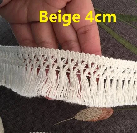 Beige A 6 ярдов 4 см-4,5 см ширина красивый хлопок бахрома Кружева Бежевый кисточка кружева отделка кисточка занавес кружева шитье ремесло материал Z1223 - Цвет: Beige A