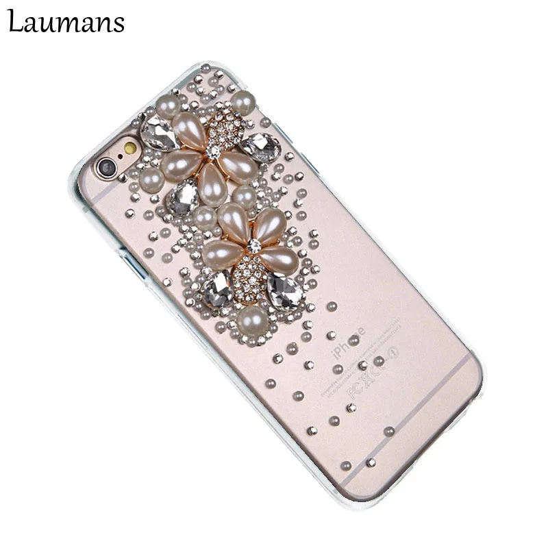 Модный Топ качество телефон случаях для Apple iPhone 6 6S XS Жемчужный Цветок 3D Bling