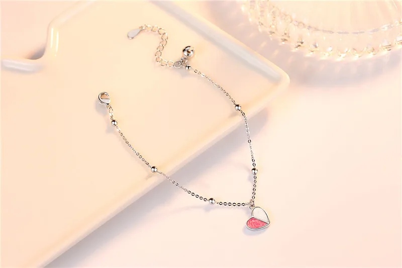 Браслет женский из серебра 925 пробы с подвесками в виде сердца | Украшения и