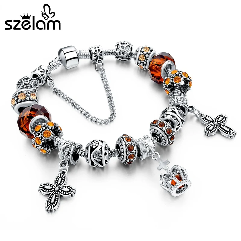 Роскошные DIY хрустальные браслеты с короной и серебряные ювелирные изделия