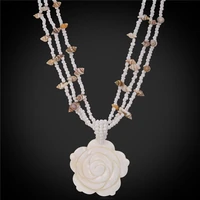 shell necklace for women white flower jewelry party gift 2016 fashion european american style natural shell maxi necklace n1716