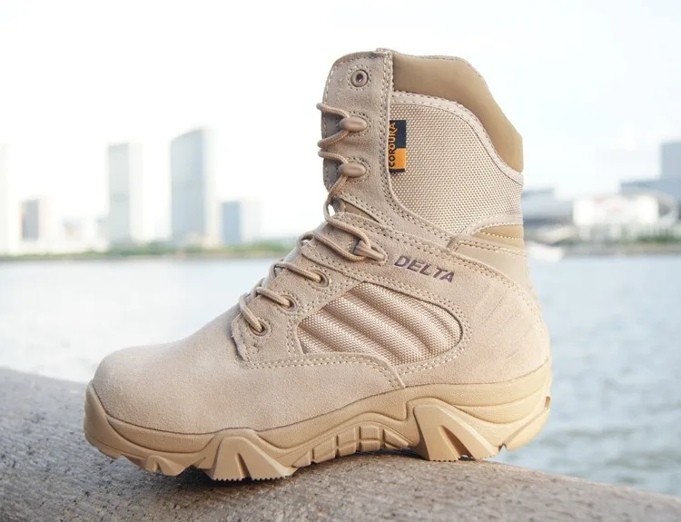 sandy high top Мужские ботинки в стиле милитари; сезон осень-зима; качественные ботинки в армейском стиле; рабочие ботинки; кожаные зимние ботинки - Цвет: sandy high top