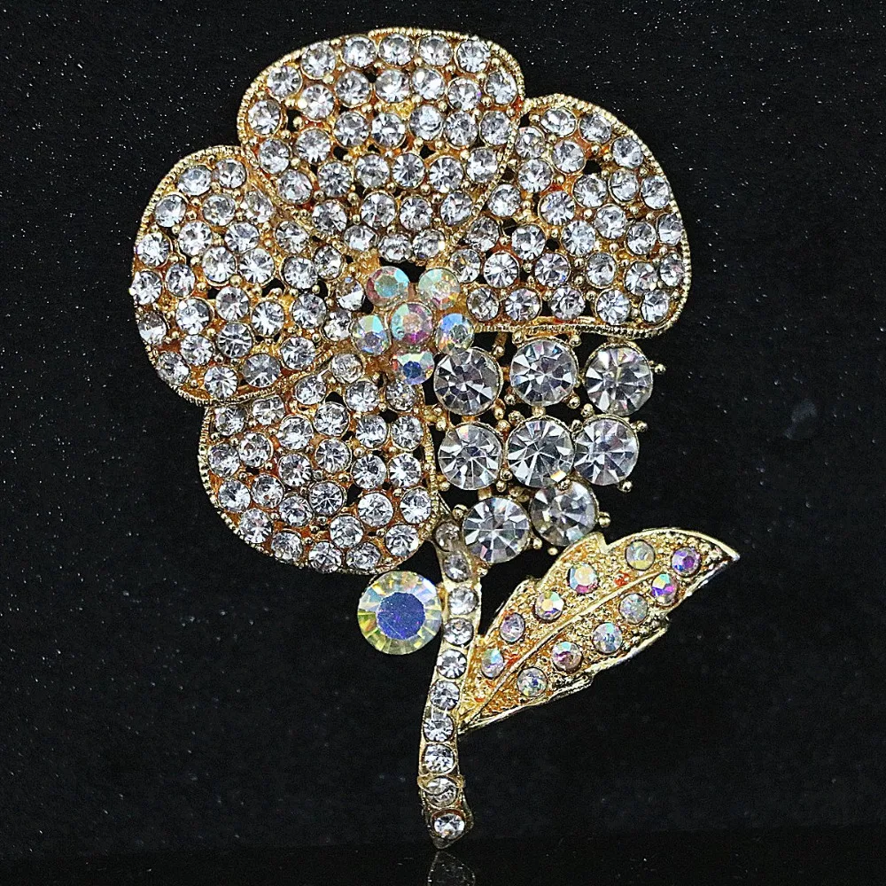 

Charms lovely high quality sunflower brooches pins crystal accessory gold-color fashion scarf clothes jewelry B1230