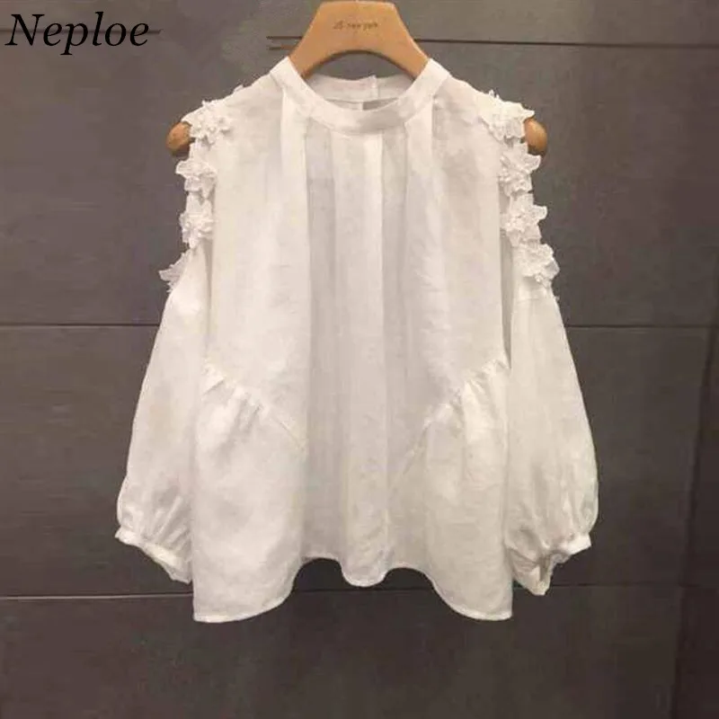 Женская блузка с рукавами фонариками Neploe кружевная без бретелек 66030|women blouses|puff