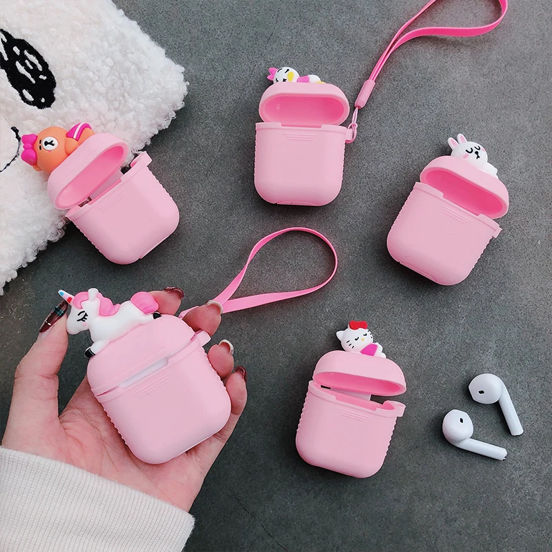 Мягкий мультяшный чехол для наушников Apple Airpods силиконовый аксессуаров